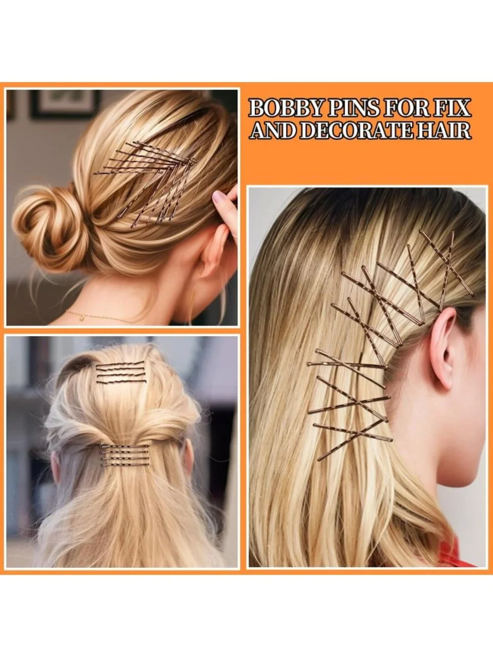 300pcs Bobby Pins & Hair Bands Set - Brown Hair Pins for Buns & Styles